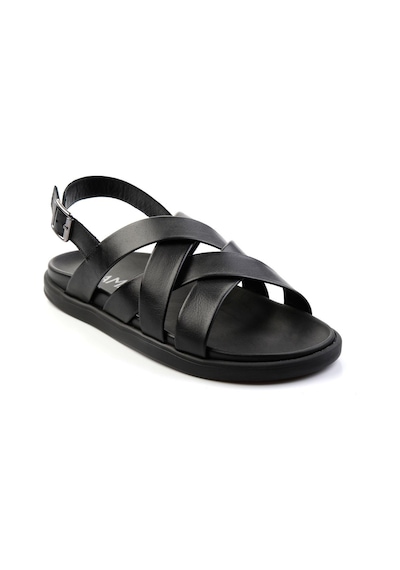 Bambi Siyah Leather Erkek Sandalet E05863955543 Siyah