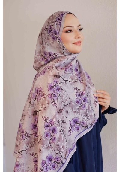 Mimiyum Sakura Desen-soft Şal Mor Çok Renkli