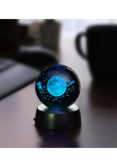 3d Samanyolu Temalı Satürn Kız Işıklı Cam Küre