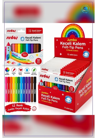 Keçeli Kalem Renk Karmaşık Set Yıkanabilir Çizim Okul Ofis Kırtas