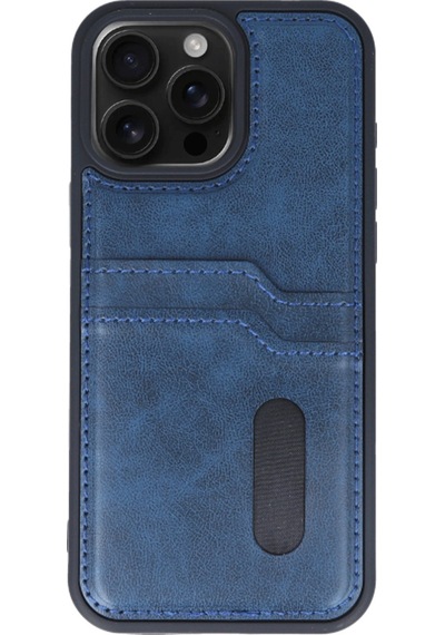 Apple Uyumlu iPhone 14 Pro Max Kılıf Sara Kartvizitli Deri Kılıf Lacivert/