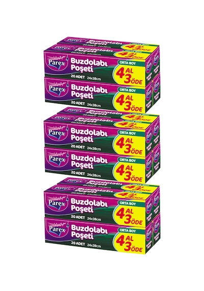 Buzdolabı Poşeti Orta Boy 4 Al 3 Öde 4 20 24 X 38 Cm Üçlü Set