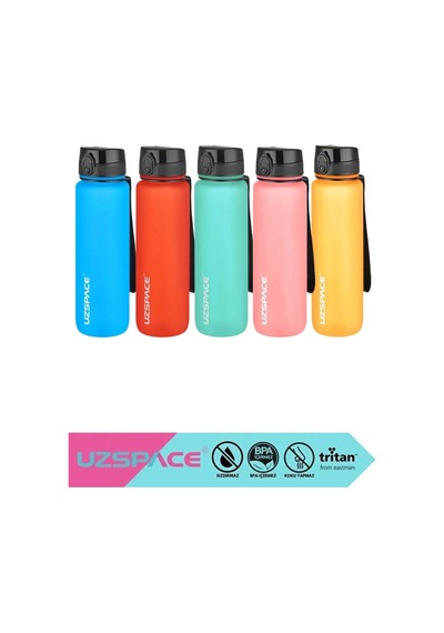 Uzspace 1000ml Soft Touch Tritan Su Matarası Kırmızı Çok Renkli