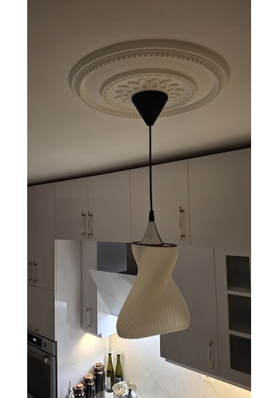 Modern 3d Tasarım Geometrik Sarkıt Abajur - Küçük Oda - Beyaz Beyaz