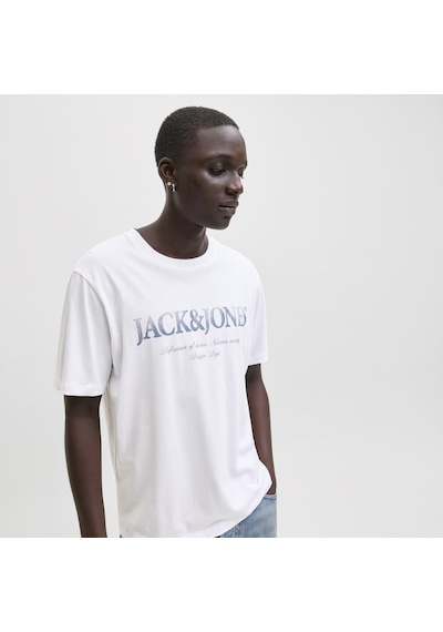 Jack & Jones Erkek Gögüs Logo Baskili Tisört - Devin - 12290173 Beyaz