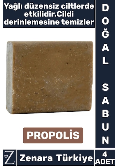 Bitkisel Organik Doğal Saç Yüz Vücut El Kullanım Cilt Temizleyici Parlatıcı Sabun Propolis 4 Adet