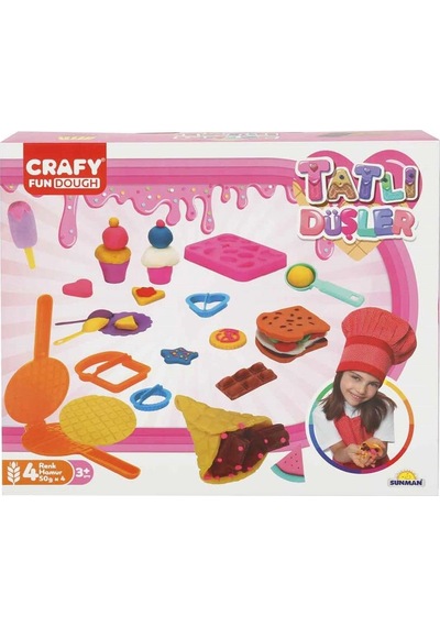 Mey İthalat Crafy Tatlı Düşler Oyun Hamuru Seti 200 G 22 Parça Pembe