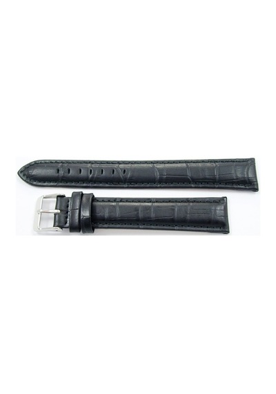 Bizon Deri Saat Kayışı 20Mm Xl Uzun Siyah Saat Kordonu Kroko Bas