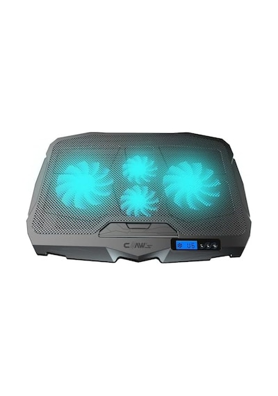 Tornado 4x Turbo Led Fan - Ayarlabilir Fan Hızı & 6 Farklı Stand Yükseklik Kademesi - 2 Usb Portlu - Metal Mesh Zemin - Lcd Ekranlı Notebook Soğutucu - Siyah 9"-17" Boyut Destekli