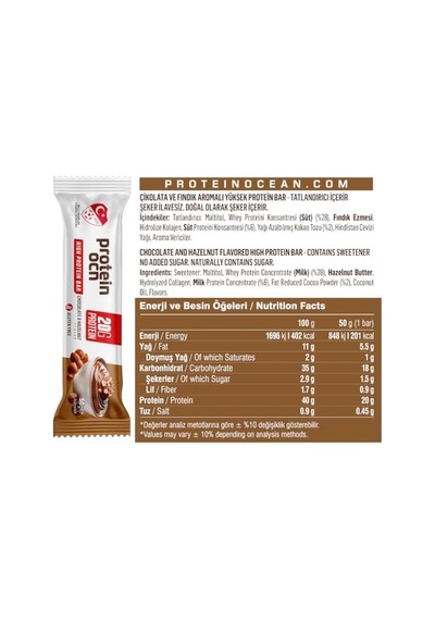 Tr Protein Bar Chocolate-hazelnut Aromalı- 50 Gr X 12 Adet