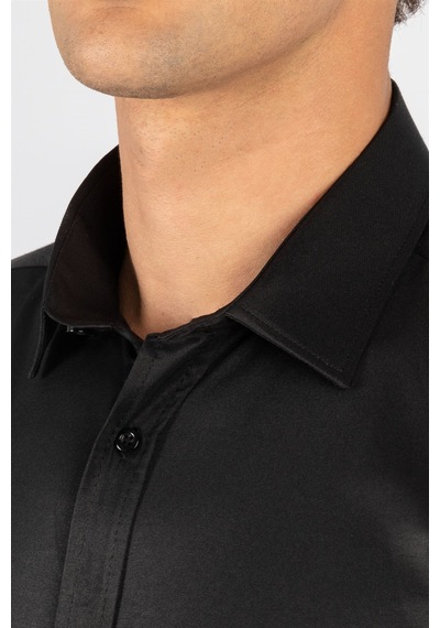Tudors Modern Slim Fit Uzun Kol Düz Erkek Gömlek-23972 Siyah Tudors Modern Slim Fit Uzun Kol Düz Erkek Gömlek-23972 Siyah