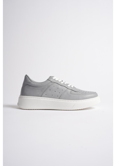 Analin Shoes Kadın Hakiki Deri Sneaker Bağcıklı Spor Ayakkabı Gri