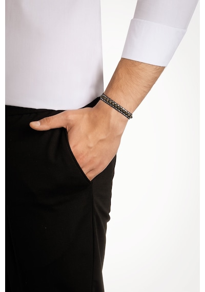So Chic Hematit Taşlı Erkek 21 Cm Çelik Bileklik Çelik
