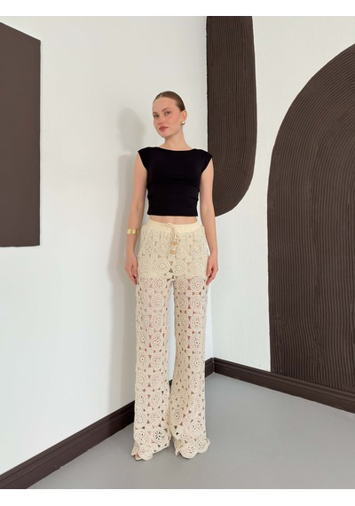 Verymoda Kadın Güpürlü Pantolon Ham