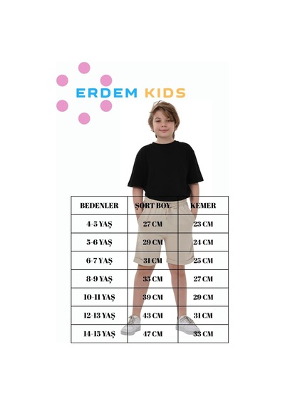 Erdem Kıds Erkek Çocuk Basic Pamuklu Penye Double Paça Cepli Şort Antrasit Antrasit