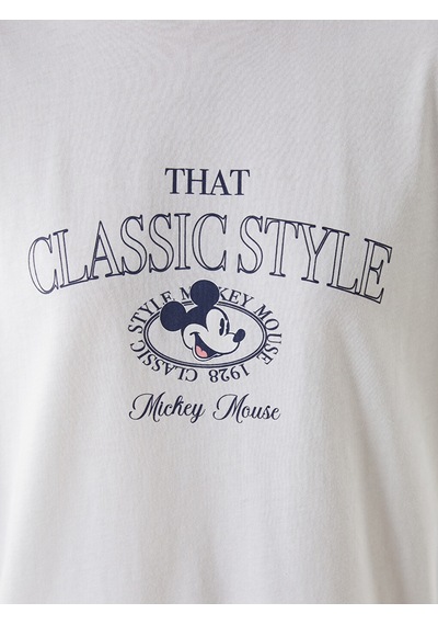 Lcw Modest Beyaz Mickey Mouse Baskılı Oversize %100 Pamuklu Kadın Tişört