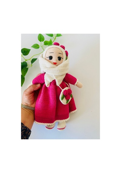 Adenya Sepeti Amigurumi Tesettürlü Bebek Koyu Pembe
