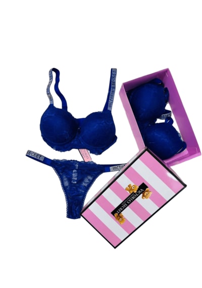 Victoria's Secret Victoria"s Secret Pusch Up Set Alt Üst Dolgulu Sütyen Ve Külot Takım 2"li Set Mavi