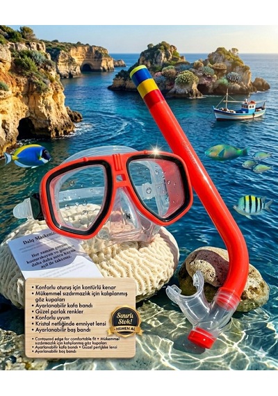Şnorkel Set Kırmızı Renk 7 İle 14 Yaş Arası