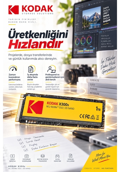 X300s 1tb M.2 Nvme Pcıe Gen3x4 2280 Ssd 2500 Mb/s Okuma 2000 Mb/s Yazma Hızlı Ssd