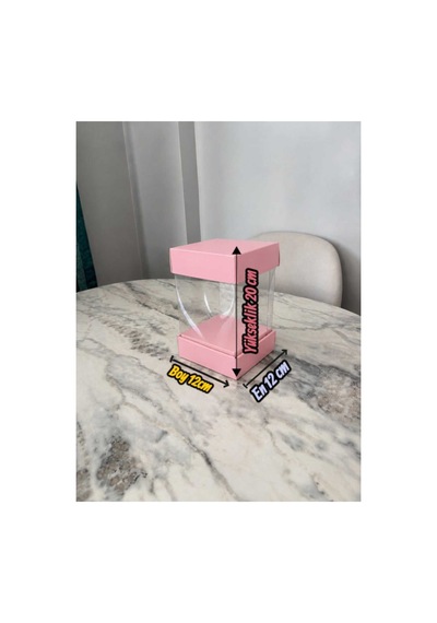 Asetat Hediye Kutusu Katlanabilir-pratik Kurulum Toz Pembe 12 12 20cm 1adet 100 Adet