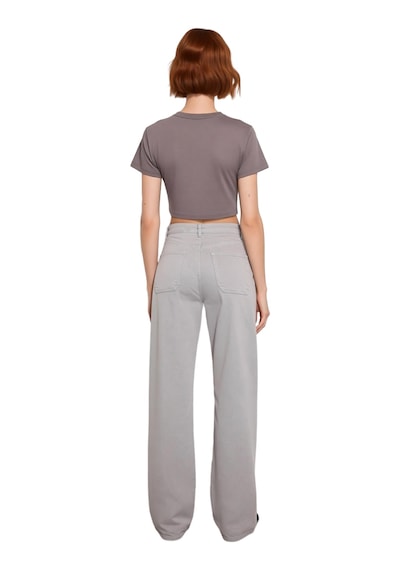 Ersefa Kadın Cool & Comfort Wide Leg Tencel Jean Pantolon Fonksiyonel Da gri