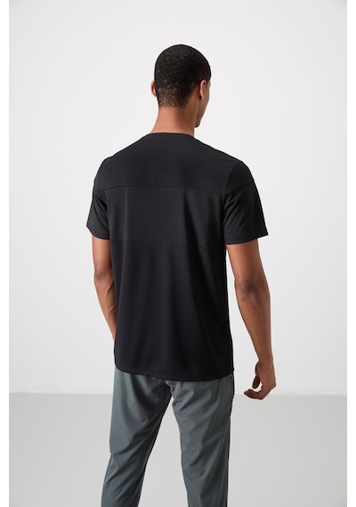 Tommy Life Siyah Polyester Nefes Alan Dokulu İnce Esnek Standart Fit Erkek Performans T-shirt - 88396 Siyah