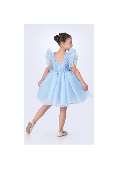 Mnk Baby & Kids Maronia Kız Çocuk Prenses Model Abiye Elbise - Pembe M00746 Mavi