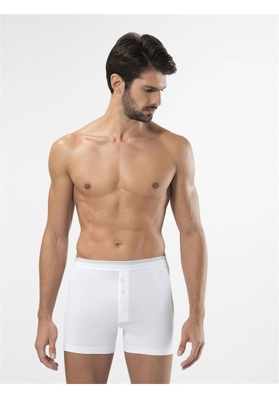 Türen 135 Likralı Düğmeli Boxer Ikili Paket-Beyaz - M Beyaz