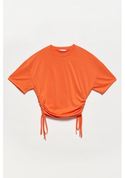 DİLVİN Yan bağcıklı tshirt-TURUNCU Turuncu