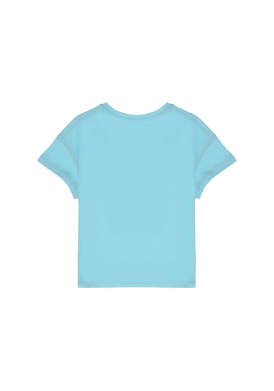 U.S. Polo Assn. Kız Çocuk Aqua Bisiklet Yaka Çiçek Baskılı Pamuk Tişört 50306167-VR007