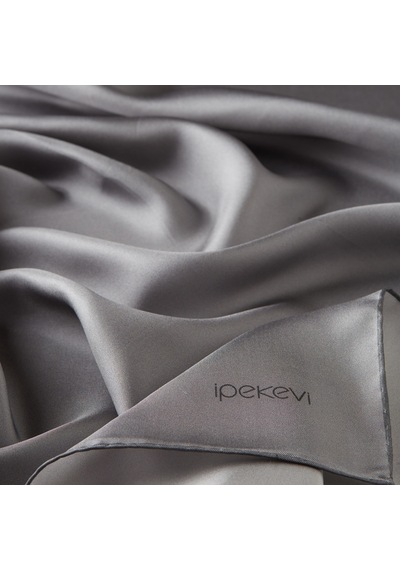 İpekevi Düz Twill Ipek Eşarp Koyu Gümüş