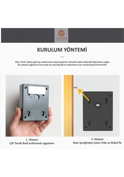 Technosmart 1Adet Modern Solar Çift Taraflı Duvar Lamba Güneş Ene Diğer