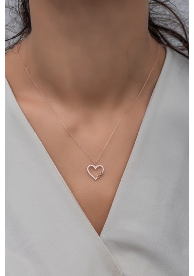 925 Ayar Gümüş Rose Kalp Sonsuzluk Kolye Rose Gold