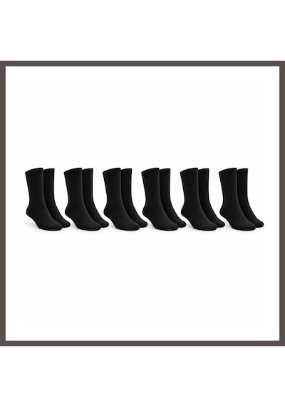 Bezos Unisex Siyah Soket Çorap 6'lı Set Düz Basic Ribanalı Günlük Spor Esnek Rahat Uzun Çorap Konforlu Set Nxrlvng