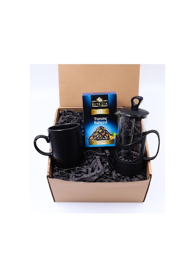 French Press & Siyah Kupa & Beta Tea Turunç Bahçesi Çayı Hediye S