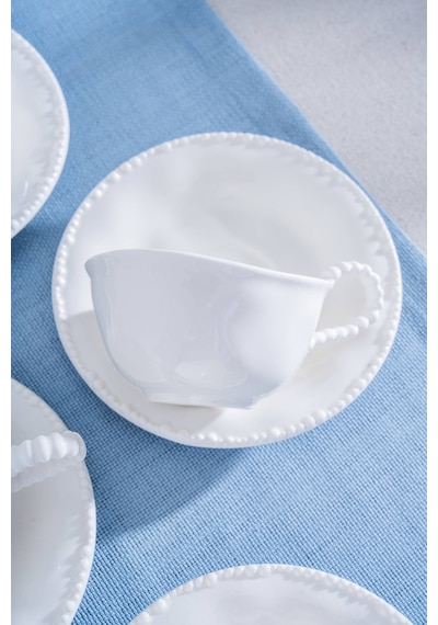 Acar Milano 6 Kişilik Çay Fincan Takımı - 220 Ml Beyaz