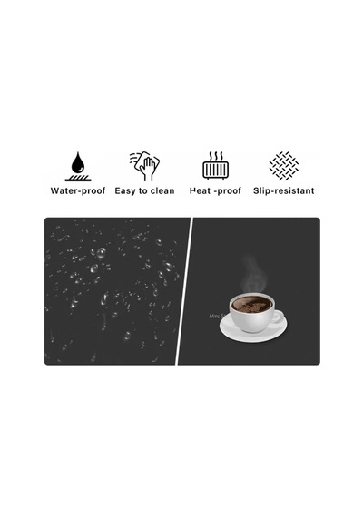 60x30 Cm Siyah Çift Taraflı Deri Desk Mat, Pu Deri Masa Sümeni Ve Masa Koruyucu, Suya Dayanıklı Kolay Silinebilir 2