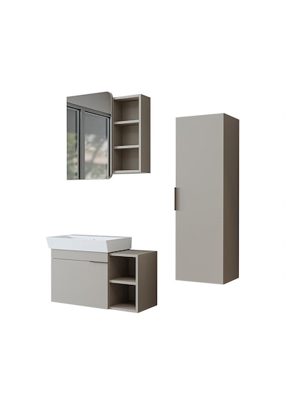 Likya Kapaklı Açık Raflı Mdflam Lavabolu 82 Cm Banyo Alt Dolabı +banyo Üst Dolabı + Banyo Boy Dolabı Kumtaşı Kül Gri Likya Kapaklı Açık Raflı Mdflam Lavabolu 82 Cm Banyo Alt Dolabı +banyo Üst Dolabı + Banyo Boy Dolabı Kumtaşı Kül Gri
