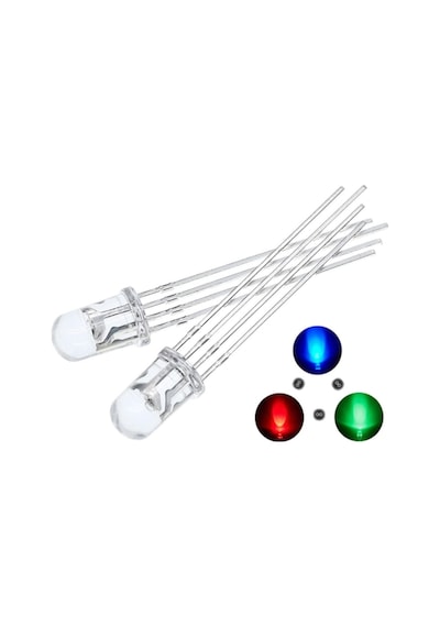 5 Adet 4 Pin 5mm Multicolor Rgb Led Ortak Anot Led Diyot Işık La