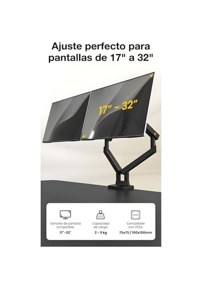North Bayou A5c 17-32 İnch Çift Kol 2-9 Kg Vesa Uyumlu Monitör Standı