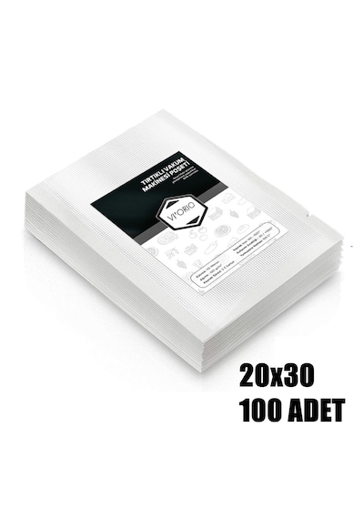 Vı'orıo 20x30 Tırtıklı Vakum Makinesi Poşeti 100 Adet
