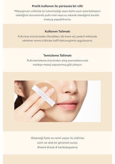 Missha Tension Pact Puff Büyük Boy Makyaj Pufu 2 Adet