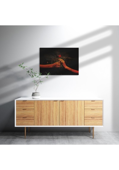 Cakasepetim Eller Ve Kırmızı Gül Ahşap Mdf Tablo
