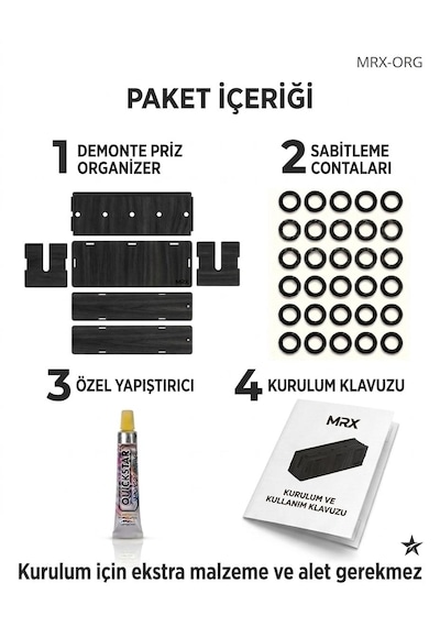 Mrx -org Priz Organizer Kablo Düzenleyici Kutu & Kablo Gizleyici, Dekoratif Siyah