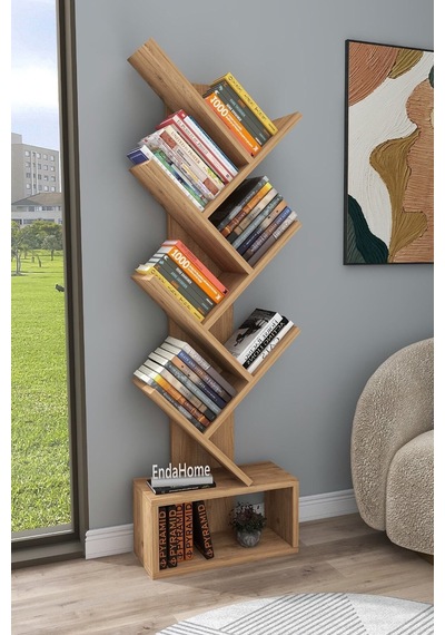 Enda Home Erine 8 Raflı Zikzak Kitaplık Atlantik Çam