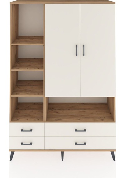 Hyperion Dolap 8 Raflı 4 Çekmeceli 2 Kapaklı 132x44x195 Çam-a... Çam Hyperion Dolap 8 Raflı 4 Çekmeceli 2 Kapaklı 132x44x195 Çam-a... Çam
