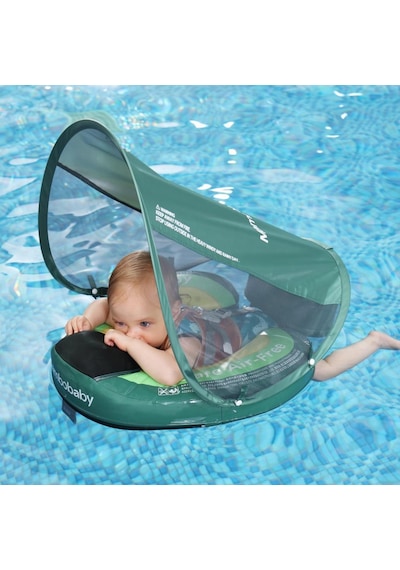 Mambobaby Yüzme Simidi - Avokado, Emniyetli, Gölgelikli Ve Ayak Destekli
