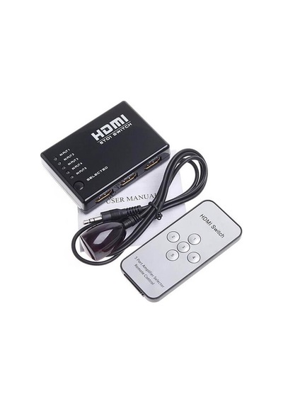 Hdmi Çoklayıcı 5 Port 1080P Hdmi Switch Splitter - Kumandalı