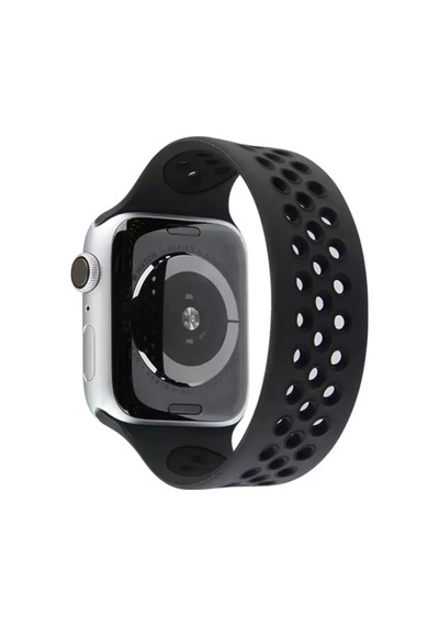 Newface Apple Watch Uyumlu 38mm Ayarlı Delikli Silikon Kordon - Siyah-siyah